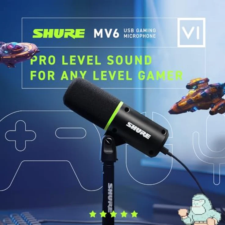 Shure MV6 USB Gaming Mikrofon, Dynamisches Mikrofon mit Auto-Level-Modus, Digitaler Popper Stopper & Echtzeit-Denoiser, USB-C, für PC Gamer & Streamer - Preisvergleich – Bild 3
