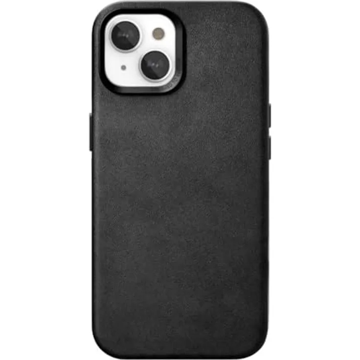 Woodcessories - Leder Case, Handyhülle kompatibel mit iPhone 15 Plus Hülle schwarz - Nachhaltig aus Aloe Vera Pflanzen