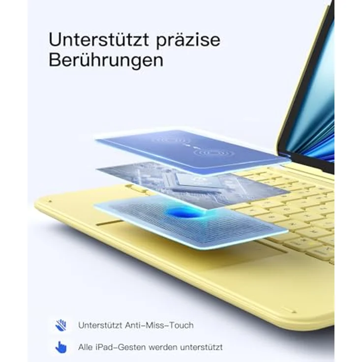 Inateck Ultraleichte Tastatur KB04122 für iPad 10/11 Gen A16 (2025), iPad Air 11" M3/M2 (2025/2024), abnehmbar mit Touchpad, nur 450g leicht, komfortables Tippen, magnetisches Design, schwarz – Bild 6