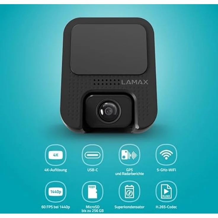 LAMAX F10 GPS 4K, Dashcam mit 4K Aufnahme, GPS-Funktion und bis zu 256 GB Speicherplatz, Schwarz – Bild 2
