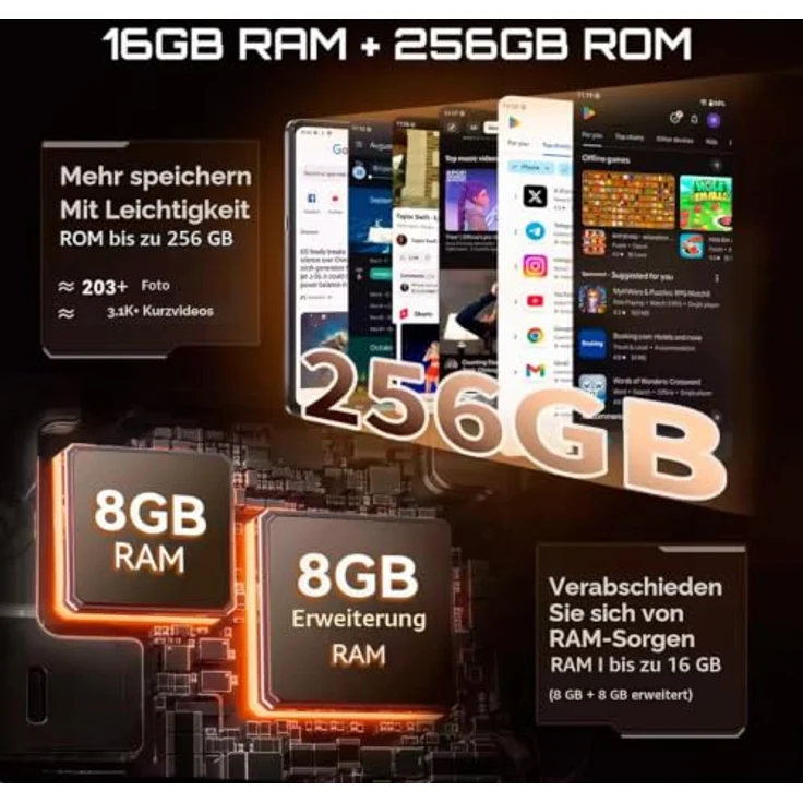 Cubot X100 (256 GB, Schwarz, 6.88", Dual SIM, 5G), Smartphone, Schwarz – Bild 7