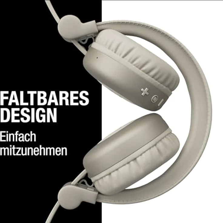 Fresh 'n Rebel Code Core, Bluetooth-Kopfhörer on-Ear, kabellos, 30 Stunden Spielzeit, mit Mikrofon und Sprachassistent, Lautstärkeregler und Wiedergabe/Pause-Tasten, faltbar (Silky Sand) – Bild 4