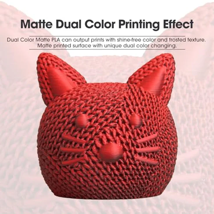 eSUN Matte Dual Colour Filament, Matte PLA Filament 1.75mm, gefrostete Textur, glanzfreie Farbe, Rot Schwarz, 1KG Spule (2.2 LBS) für 3D Drucker – Bild 5