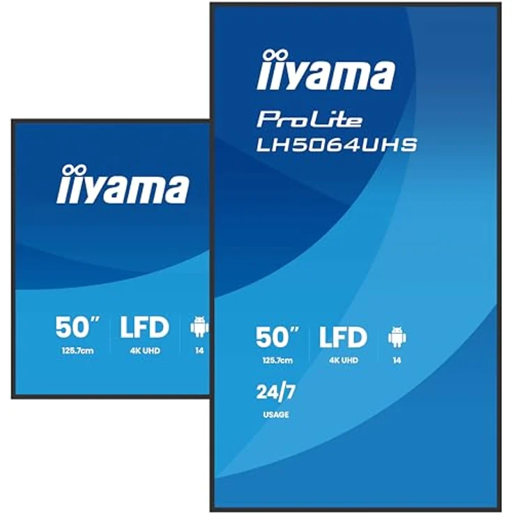 iiyama Prolite LH5064UHS-B1AG 125.8cm 50" Digital Signage Display IPS LED Panel 4K UHD HDMI USB-C USB2.0 RS-232c RJ45 Android 14 OS iiSignage² WiFi Mediaplayer 24/7 AntiGlare schwarz – Bild 5