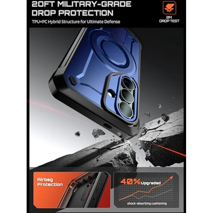 SUPCASE UBPro Mag Hülle für Samsung Galaxy S26, Outdoor Bumper Case mit 2 Frontrahmen (mit/ohne Displayschutz), kompatibel mit MagSafe, Cobalt – Bild 3