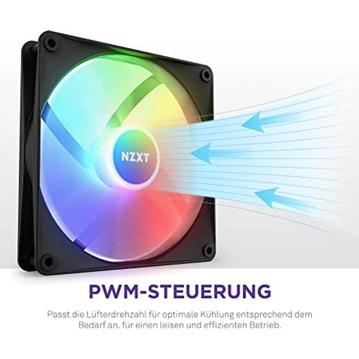 NZXT F140 RGB Core Doppelpackung – 2 × 140 mm nabenmontierte RGB-Lüfter mit RGB-Steuerung – 8 einzeln ansteuerbare LEDs – Halbtransparente Lüfterblätter – PWM-Steuerung – CAM-Software – Schwarz – Bild 5