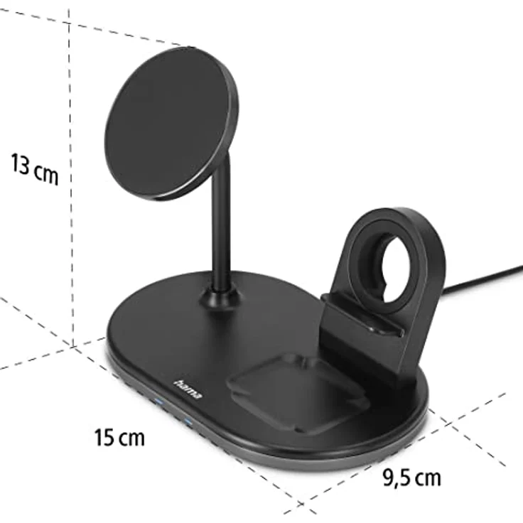 Hama Wireless Charger „MagCharge“ für Apple iPhone, Apple AirPod, Apple Watch (3in1 induktive Ladestation mit Quick Charge 15 W, magnetisches, kabelloses Ladegerät für Apple MagSafe und Hama MagLine) – Bild 5