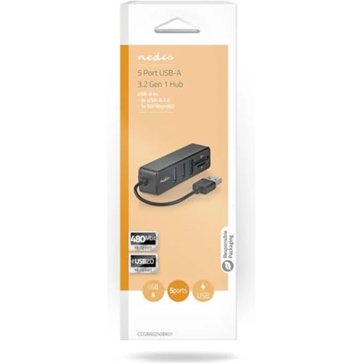 NEDIS CCGB60250BK01 USB-HUB mit 3 USB 2.0-Ports und (Micro)SD-Kartenleser, schwarz – Bild 4