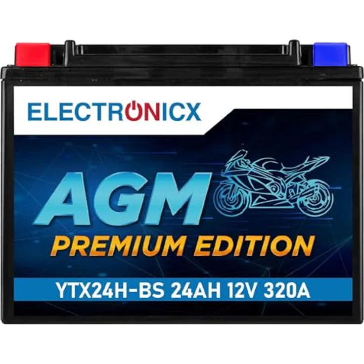 Electronicx YTX24H-BS AGM Motorradbatterie 24Ah 12V - wartungsfrei, rüttelfest, auslaufsicher für Motorrad, Roller, Quad, ATV – Bild 1