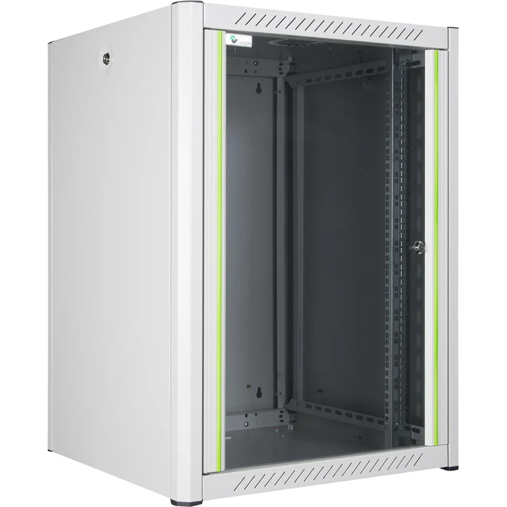 Logon RWP16U56WH Wandrek 16U Serverschrank mit gehärteter Glastür, 19 Zoll Rack, Weiss, aktive/passive Belüftung und abnehmbare Seitentüren