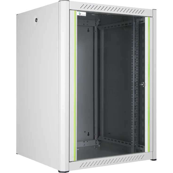 Logon RWP16U56WH Wandrek 16U Serverschrank mit gehärteter Glastür, 19 Zoll Rack, Weiss, aktive/passive Belüftung und abnehmbare Seitentüren