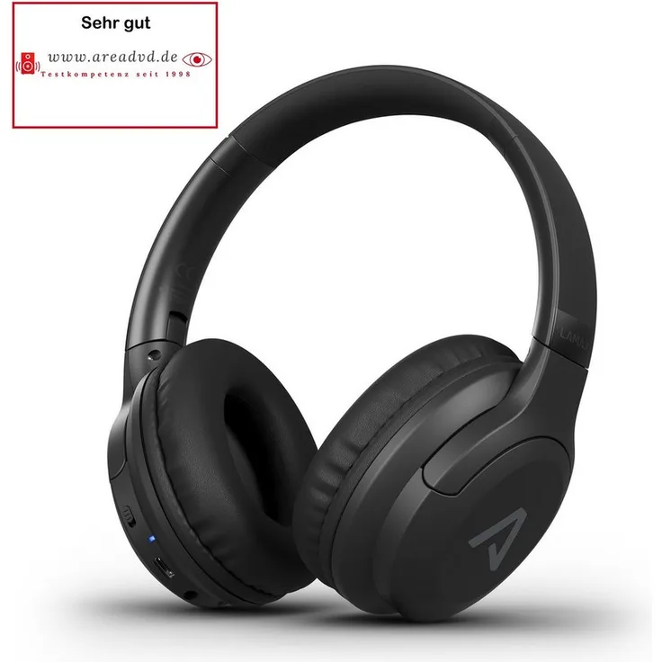 LAMAX Base2 Bluetooth-Kopfhörer, bis zu 48 Stunden Akkulaufzeit, modernes USB-C (schwarz)
