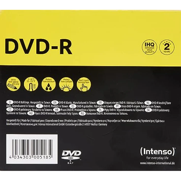 Intenso DVD-R Rohlinge 4,7 GB 16x kratzfest Cover-Card 10er Pack Slim Case – Bild 3