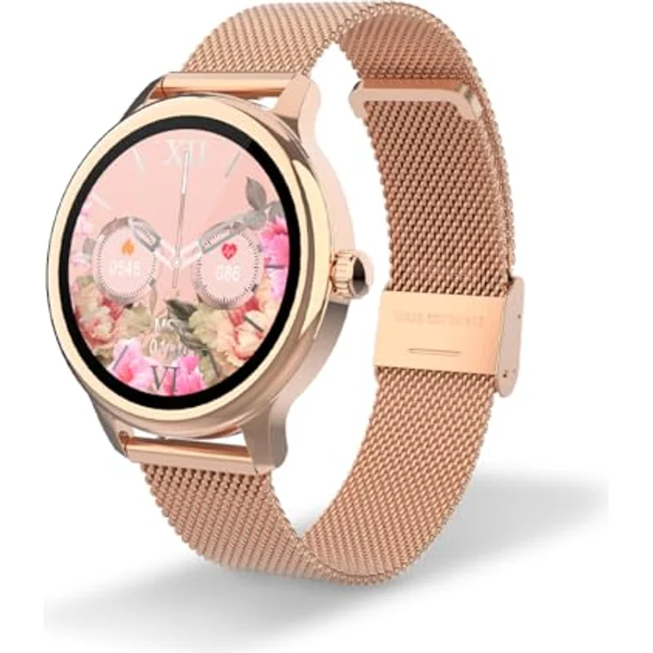 DCU TECNOLOGIC Sophie Smartwatch, Damen, Roségold, Metallband, 1,2 Zoll HD-Touchscreen, IP67 wasserdicht, 22 Sportmodi, DCU Smart App – Bild 1