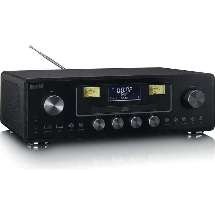 Imperial DAB+/FM-Radio mit CD-Player, USB, Bluetooth und ASA-Funktion, Holzgehäuse, Schwarz