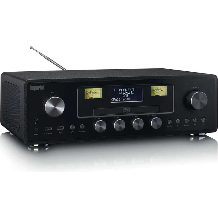 Imperial DAB+/FM-Radio mit CD-Player, USB, Bluetooth und ASA-Funktion, Holzgehäuse, Schwarz