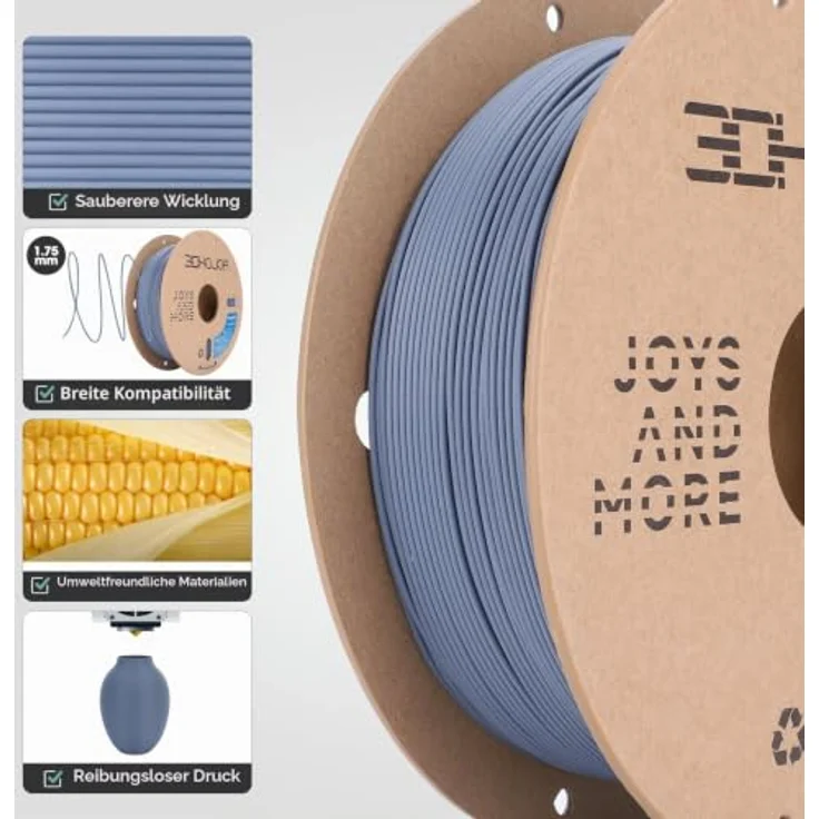 3DHoJor Matte PLA Filament Dunkelgrau, 1KG 1.75mm, hohe Zähigkeit und verbesserte Haftung, vakuumversiegelt – Bild 5