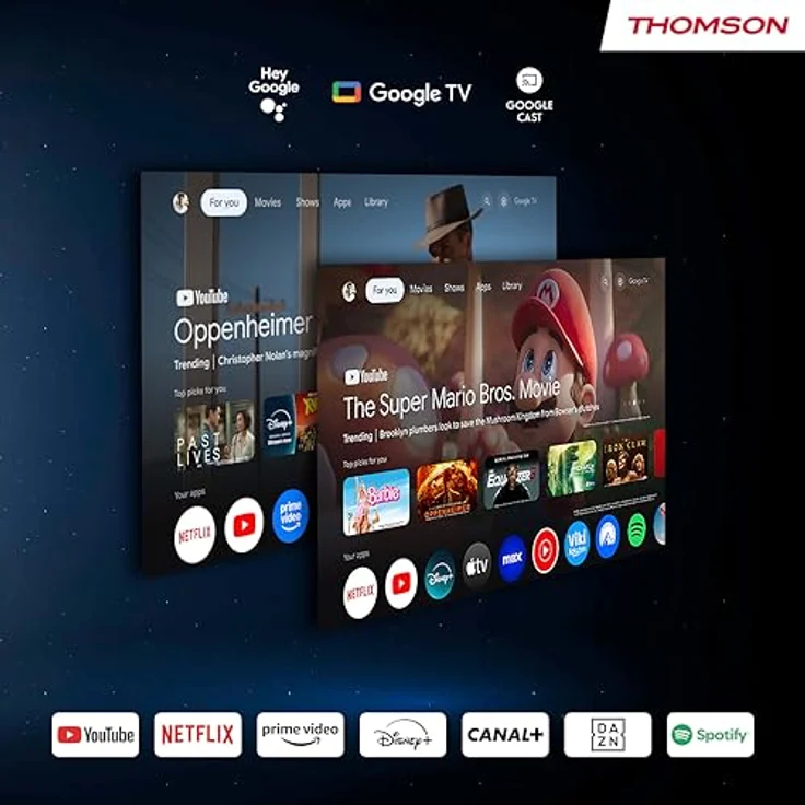 Thomson Sirius PG55B, tragbarer UHD-Laserprojektor mit 600 lm Helligkeit, Google-TV und Akku, Schwarz – Bild 13