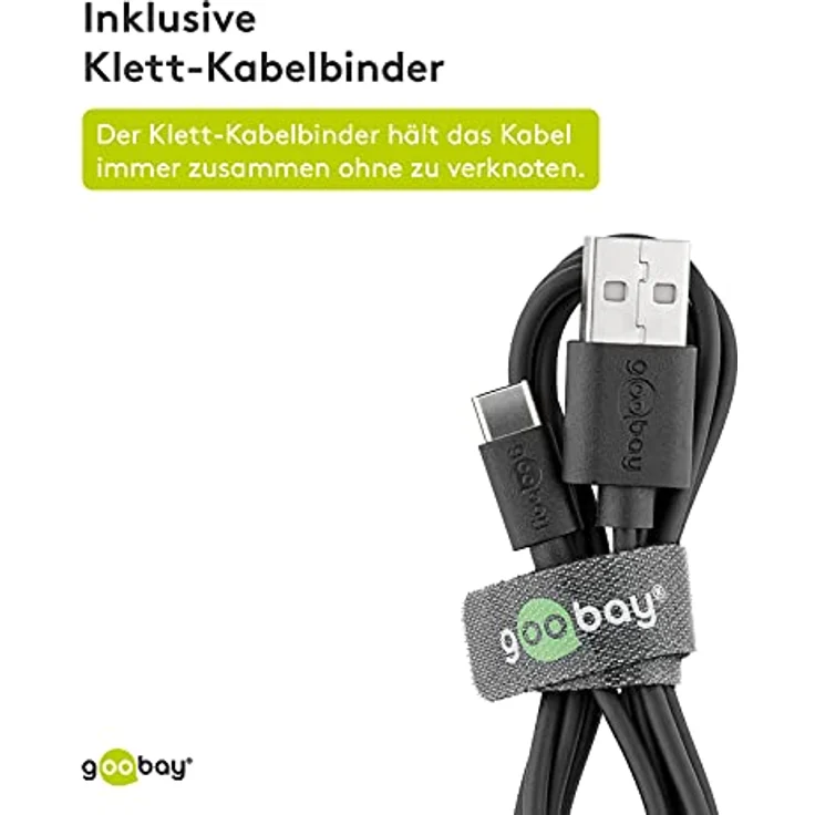 Wentronic goobay - USB-Kabel - USB (M) bis USB-C (M) - USB2.0 - 3 A - 2,0m - Schwarz (59122) – Bild 6