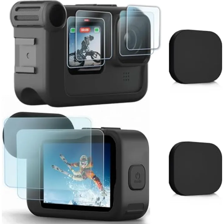 FiTSTILL Displayschutzfolie für Go Pro Hero 12/11/10/9 Black, Ultra gehärtetes Glas mit 9H Härte und Objektivabdeckung, einfach zu installieren, hohe Transparenz