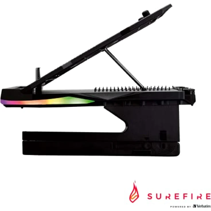 SureFire Portus X2 Gaming Laptop-Ständer, 360° Notebook Stand höhenverstellbar mit RGB-Beleuchtung, Halterung für Laptops mit 10, 17,3 Zoll, Tablet Erhöhung mit Lüftung für den Schreibtisch – Bild 2