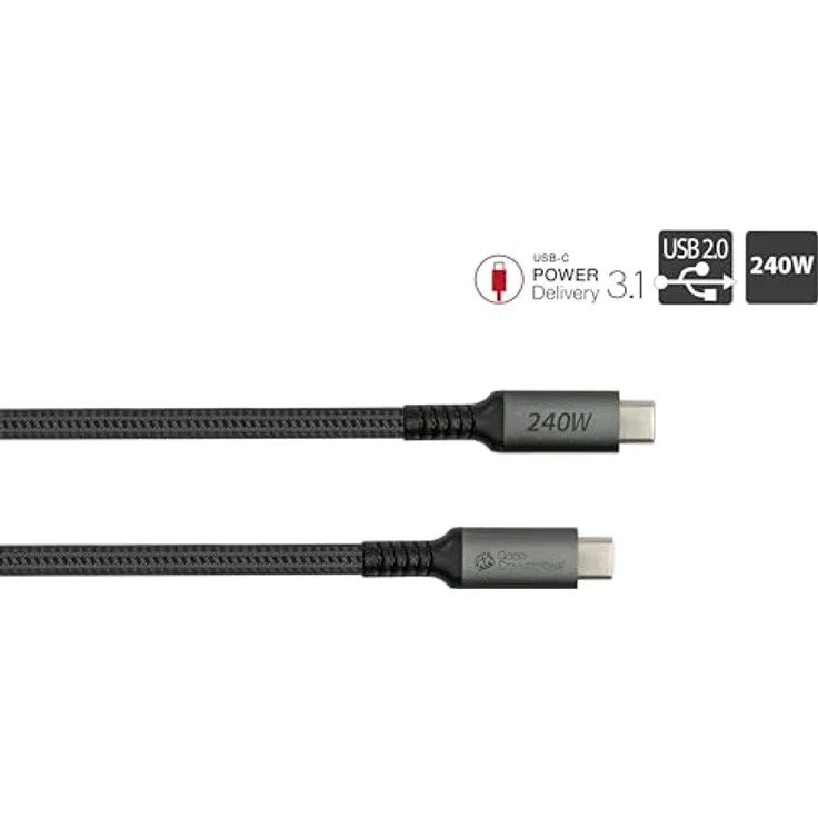 Good Connections USB 2.0 Lade- und Datenkabel (240W), USB-C™ Stecker an USB-C™ Stecker, anthrazit, 0,5m - Hochleistungs Lade- und Datenkabel mit 240W Ultra-Schnellladen – Bild 3