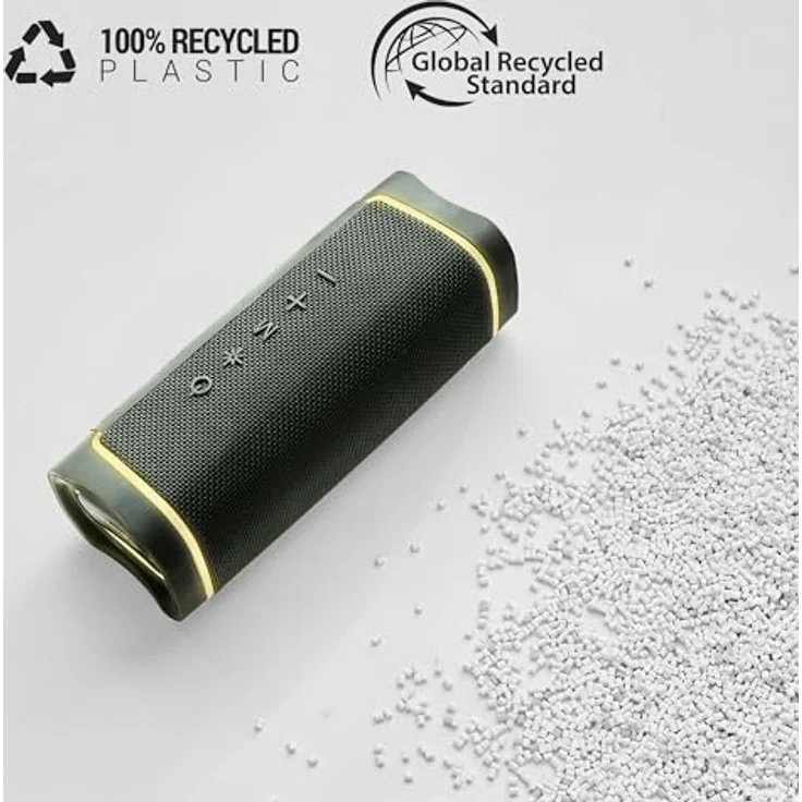 Energy Sistem Yume Eco Bluetooth-Lautsprecher (100% recycelter Kunststoff, 15 W, IPX6, TWS, MP3, Micro SD), Grün – Bild 2