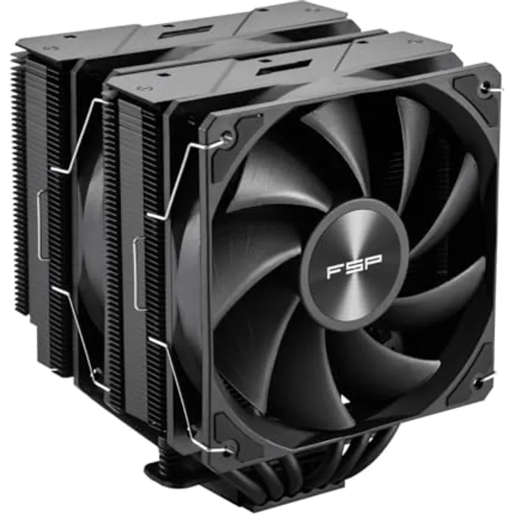 FSP Air CPU Cooler MP7-B LGA/1851/1700/1200 AMD:AM4/AM5, Gehäuselüfter mit Dual Performance-Lüftern, schwarz