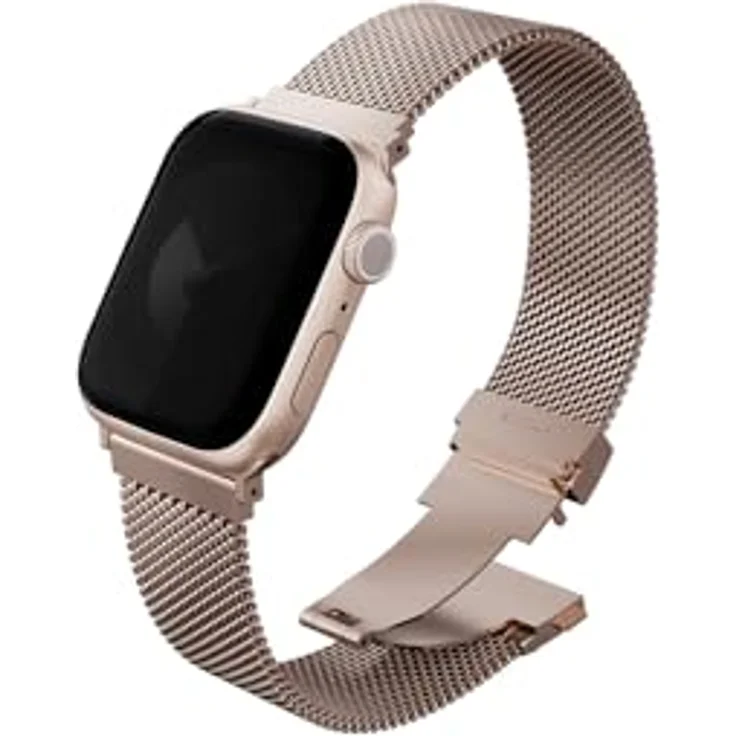 Uniq Strap Dante Pro, Uhrenarmband aus Edelstahl in metallic rose für Apple Watch 42/41/40mm, Gold – Bild 1
