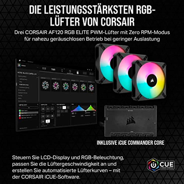 Corsair iCUE H150i Elite LCD XT Flüssig-CPU-Kühler - IPS-LCD-Bildschirm - DREI AF120 RGB Elite-Lüfter - 360-mm-Radiator - Intel LGA 1700, AMD AM5 Und Mehr - Inklusive iCUE Commander CORE - Schwarz – Bild 4