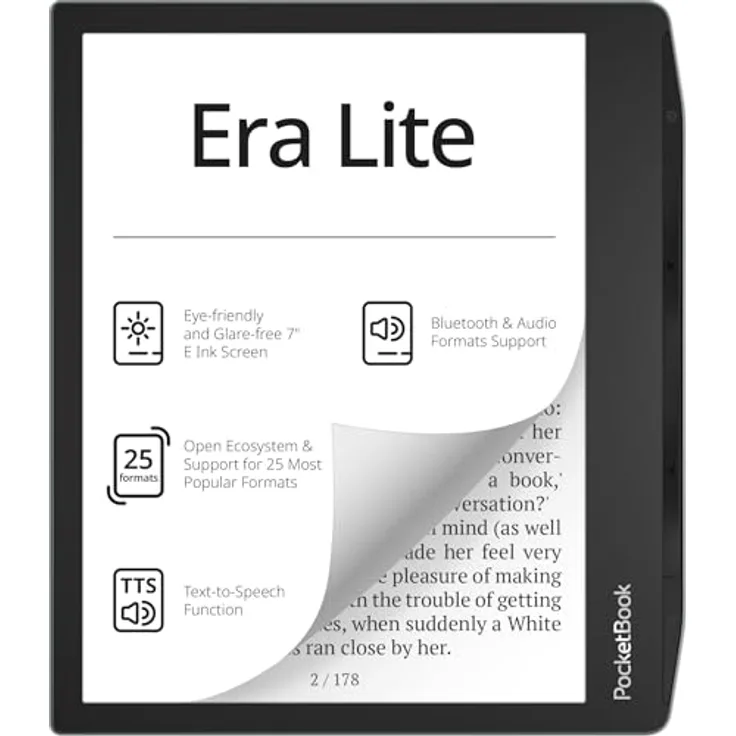 PocketBook Era Lite, 7-Zoll E-Book-Reader mit 16 GB Speicher, Stone Green