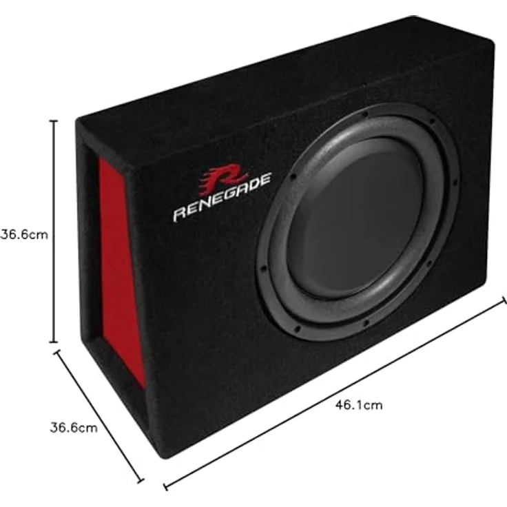 Renegade RXS1000, passiver 25 cm Auto-Subwoofer mit 400 W Maximalleistung und elegantem Teppichbezug – Bild 2