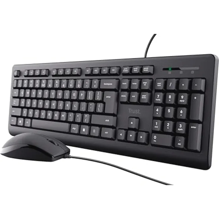 Trust Primo Tastatur Maus Set, Belgisches AZERTY-Layout, Hochwertige Materialien, Langlebig und Robust