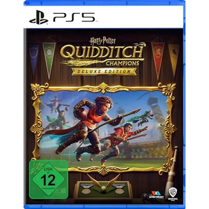 Warner Bros. Entertainment Harry Potter: Quidditch Champions Deluxe Edition (PS5) - Karriermodus, PvP-Modus, Hogwarts-Hauswappen-Embleme, 2000 Gold DLCs