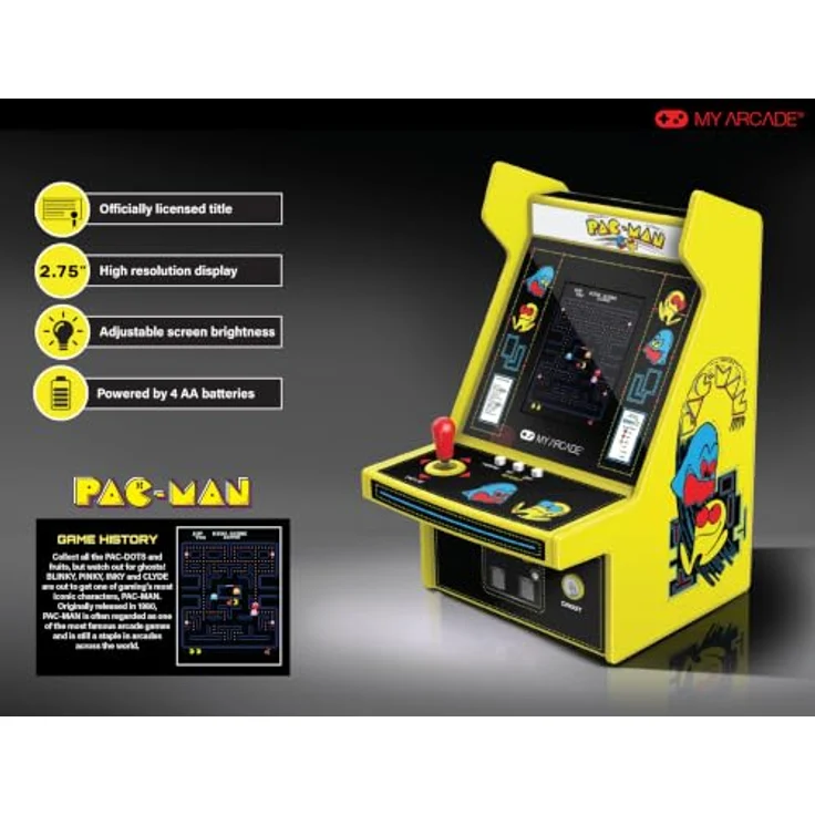 My Arcade PAC-MAN MICRO PLAYER PRO, tragbare Retro-Konsole mit klassischem PAC-MAN Spiel, gelb – Bild 3