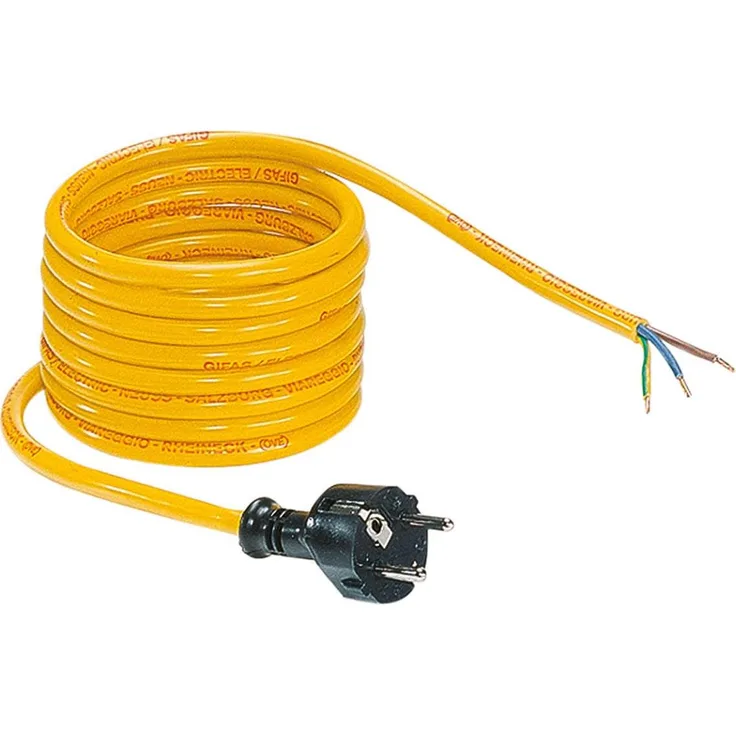 Gifas Electric K 10 4315 LEUCHTFLEX, Kabelrolle mit 10 m H05 VV-F Leitung und schwarzem Schutzkontaktstecker, gelb