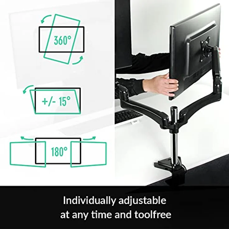 ARCTIC Z2-3D (Gen 3) - Dual-Monitorarm mit Gasliftarm für zwei Monitore, Monitorhalterung für bis zu 34''-34'' Ultrawide, bis zu 8 kg-17.6 Ibs pro Arm, neigbar, schwenkbar, höhenverstellbar – Bild 3