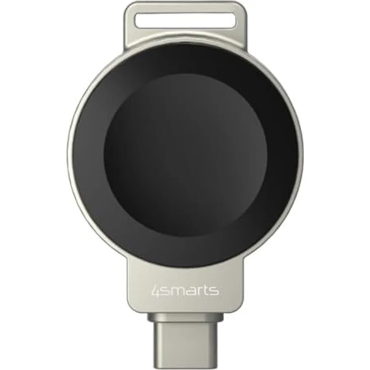 4Smarts Wireless Charger für Smartwatches, kompakter Reisecharger mit magnetischer Docking-Funktion und USB-C-Stecker, grau – Bild 1