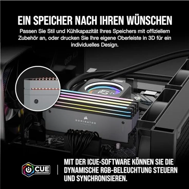 CORSAIR Dominator Titanium RGB DDR5 RAM 64GB (2x32GB) DDR5 6000MHz CL30 AMD Expo iCUE-Kompatibler Computerspeicher - Grau (CMP64GX5M2B6000Z30) – Bild 4