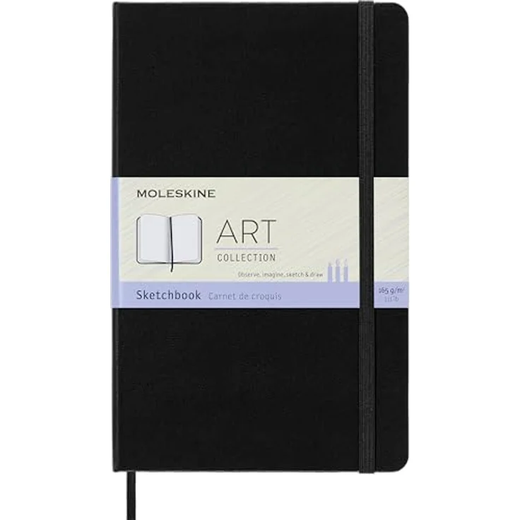 MOLESKINE Notizbuch Skizzenbuch-Set Large A5, 52 Blatt Hardcover schwarz mit elfenbeinweißem Skizzenpapier und Zeichenstift-Set – Bild 3