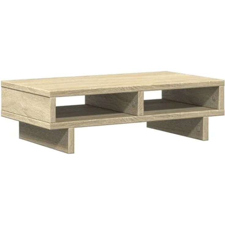 vidaXL Monitorständer Sonoma-Eiche, Holzwerkstoff mit 2 Fächern, 50x27x15 cm, max. Belastbarkeit 25 kg – Bild 1