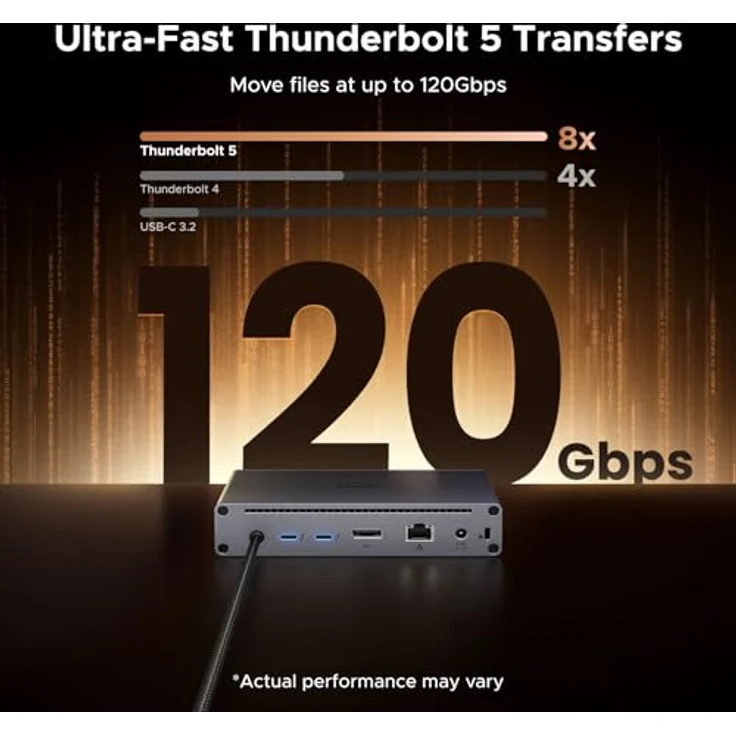 UGREEN Maxidok Thunderbolt 5 Docking Station, 10-in-1 TBT5 Dock, 120Gbps Datentransfer, Single 8K/Dual 6K@60Hz Display, 100W Aufladen, Gigabit Ethernet für MacBooks und Windows-Laptops – Bild 3