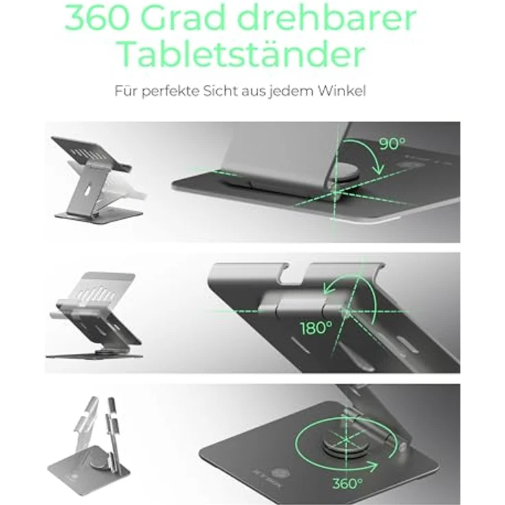 ICY BOX Tablet & Smartphone Ständer (bis 12,9"), Handy und Tablet Halterung, Dreh- und Neigbar, Höhenverstellbar, Zusammenklappbar, Aluminium, IB-TH200-R – Bild 2