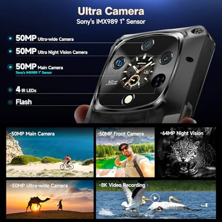 Ulefone Armor 28 Ultra AI Outdoor Smartphone, 5G, 32GB + 1TB, Dimensity 9300+, 6,67" AMOLED, 120W, 50MP Dreifachkamera, IP68, Gaming, Dual SIM, Schwarz – Bild 5