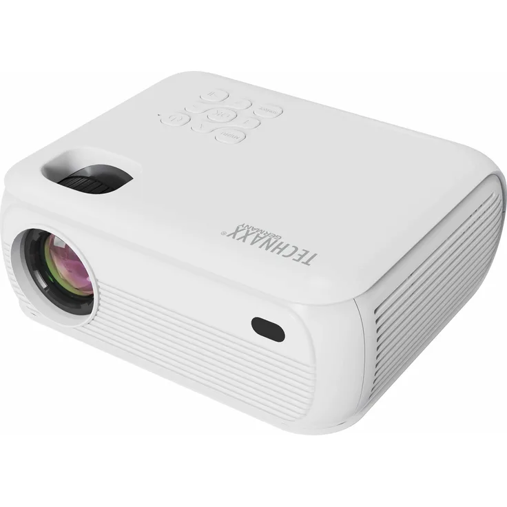 TECHNAXX TX-332 Full-HD Beamer 1080p, Heimkino-Projektor mit Lautsprecher, Fernbedienung, 200 lm, Netflix vorinstalliert, Weiss