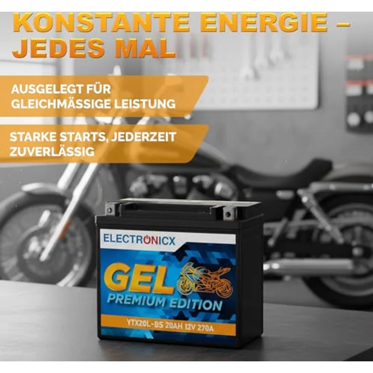 Electronicx Extreme Edition GEL Motorradbatterie 20Ah 12V - wartungsfrei, auslaufsicher, vibrationsfest für Motorrad, Roller, Quad und ATV – Bild 4