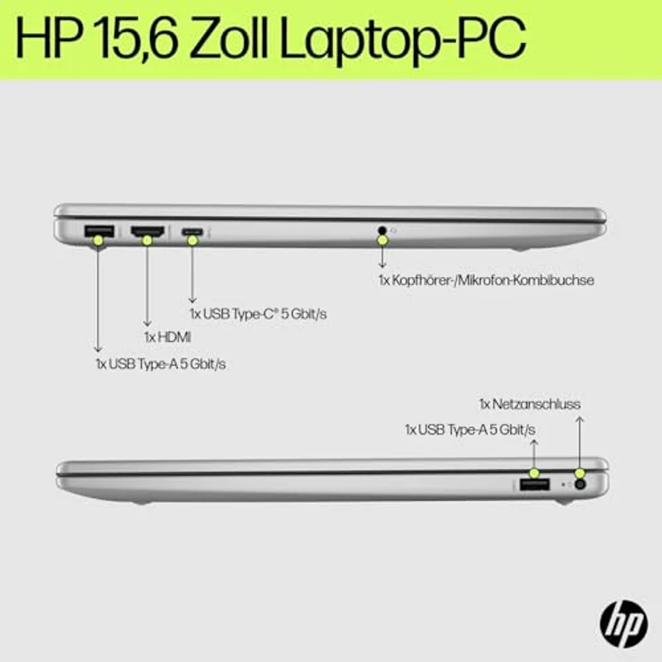 HP 15-fd0511ng, 39,6cm (15,6 Zoll) Laptop mit Intel N100 Prozessor, 4GB RAM, 128GB UFS Speicher, Full HD Anzeige, Silber – Bild 4