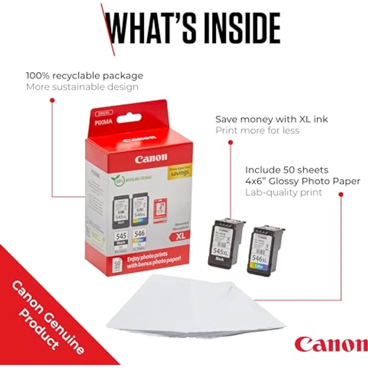 Canon PG-545XL/CL-546XL, 2-tlg. Tintenpatronen-Set für PIXMA Drucker, Schwarz, Cyan, Magenta, Gelb – Bild 2
