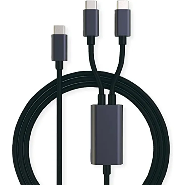 ROLINE USB Typ C Split-Ladekabel, C - 2X C, ST/ST, max. 100W, schwarz, 1,85 m