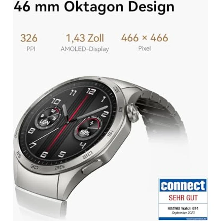 Huawei Watch GT 4 46mm Smartwatch, Oktagon Design, Bis zu 2 Wochen Akkulaufzeit‌, Erweitertes 24/7 Gesundheitsmanagement, Kalorienmanagement, Kompatibel mit Android und iOS, Braun – Bild 2